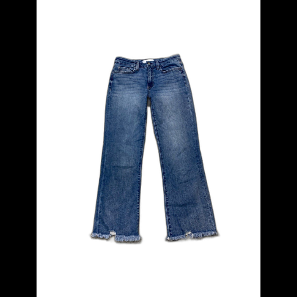 Vervet 90s High-Rise Ankle Flare Lightly Distressed Raw fray Hem 28